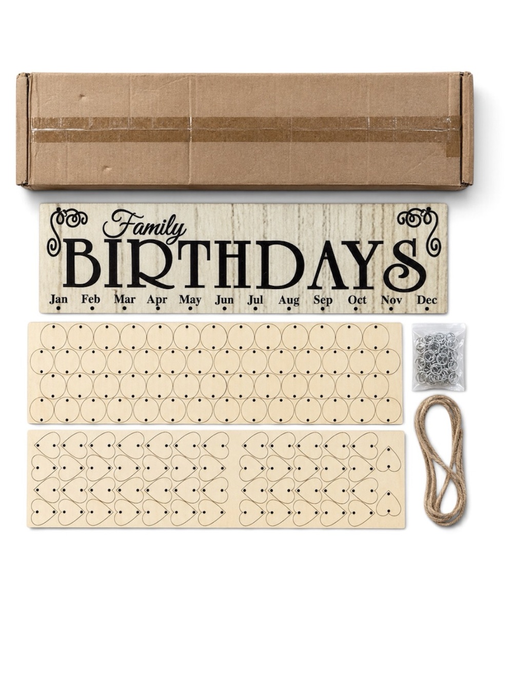 Family Birthdays Wooden Photo & Token Display Sign Birthday Calendar